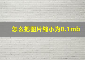 怎么把图片缩小为0.1mb