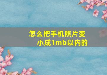 怎么把手机照片变小成1mb以内的