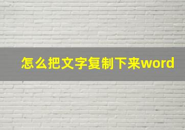 怎么把文字复制下来word