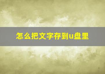 怎么把文字存到u盘里