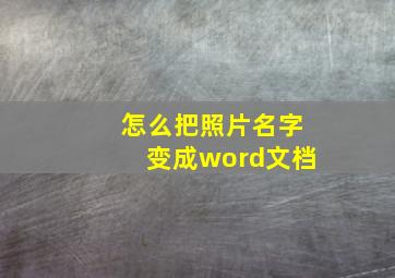 怎么把照片名字变成word文档