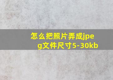 怎么把照片弄成jpeg文件尺寸5-30kb