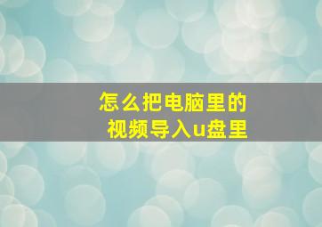 怎么把电脑里的视频导入u盘里