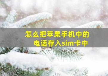 怎么把苹果手机中的电话存入sim卡中