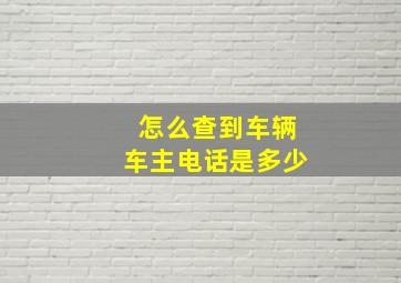 怎么查到车辆车主电话是多少