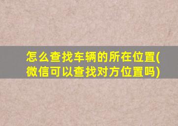 怎么查找车辆的所在位置(微信可以查找对方位置吗)