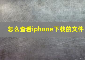 怎么查看iphone下载的文件