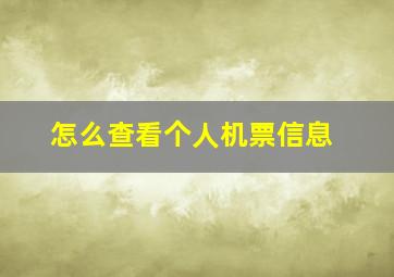 怎么查看个人机票信息