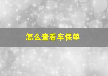 怎么查看车保单