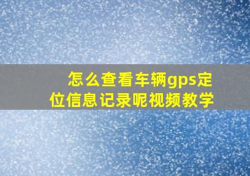 怎么查看车辆gps定位信息记录呢视频教学