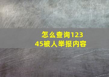 怎么查询12345被人举报内容