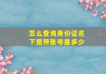 怎么查询身份证名下宽带账号是多少