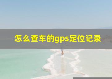 怎么查车的gps定位记录