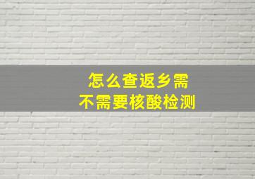 怎么查返乡需不需要核酸检测