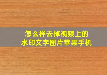 怎么样去掉视频上的水印文字图片苹果手机