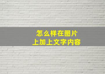 怎么样在图片上加上文字内容