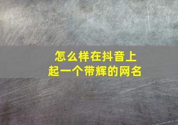 怎么样在抖音上起一个带辉的网名