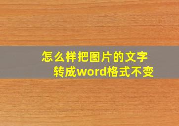 怎么样把图片的文字转成word格式不变