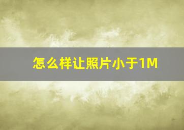 怎么样让照片小于1M