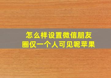 怎么样设置微信朋友圈仅一个人可见呢苹果