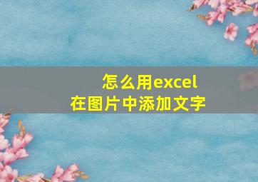 怎么用excel在图片中添加文字