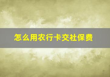 怎么用农行卡交社保费