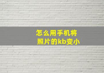 怎么用手机将照片的kb变小