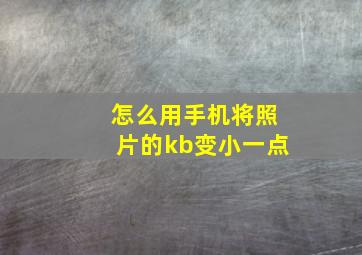 怎么用手机将照片的kb变小一点