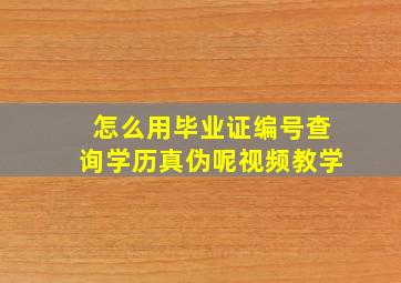 怎么用毕业证编号查询学历真伪呢视频教学