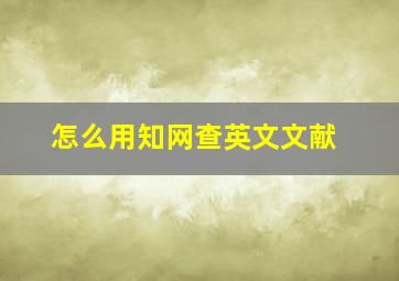 怎么用知网查英文文献