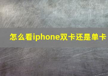 怎么看iphone双卡还是单卡