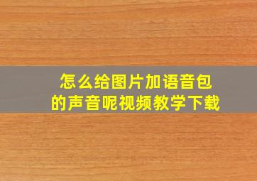 怎么给图片加语音包的声音呢视频教学下载