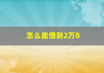 怎么能借到2万8