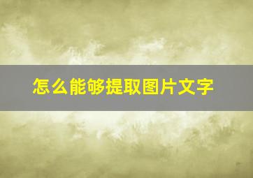 怎么能够提取图片文字