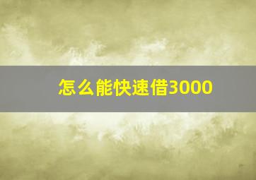 怎么能快速借3000