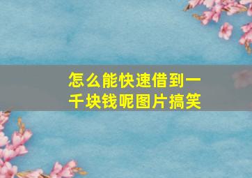 怎么能快速借到一千块钱呢图片搞笑