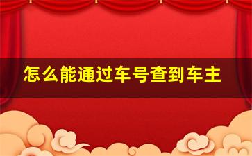 怎么能通过车号查到车主