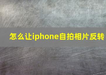 怎么让iphone自拍相片反转