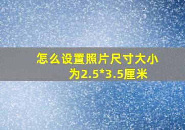 怎么设置照片尺寸大小为2.5*3.5厘米