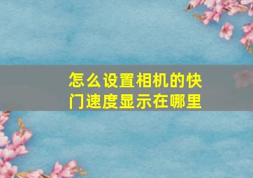 怎么设置相机的快门速度显示在哪里