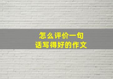 怎么评价一句话写得好的作文