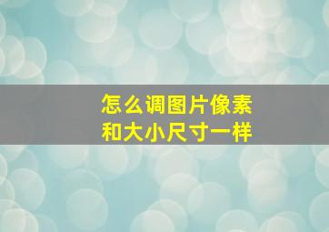 怎么调图片像素和大小尺寸一样