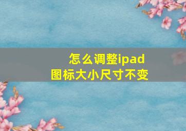 怎么调整ipad图标大小尺寸不变