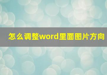 怎么调整word里面图片方向