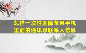 怎样一次性删除苹果手机里面的通讯录联系人信息