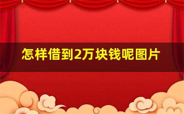 怎样借到2万块钱呢图片