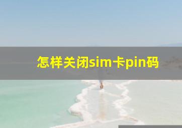 怎样关闭sim卡pin码