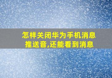 怎样关闭华为手机消息推送音,还能看到消息