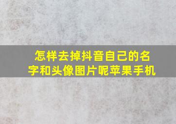 怎样去掉抖音自己的名字和头像图片呢苹果手机