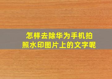 怎样去除华为手机拍照水印图片上的文字呢